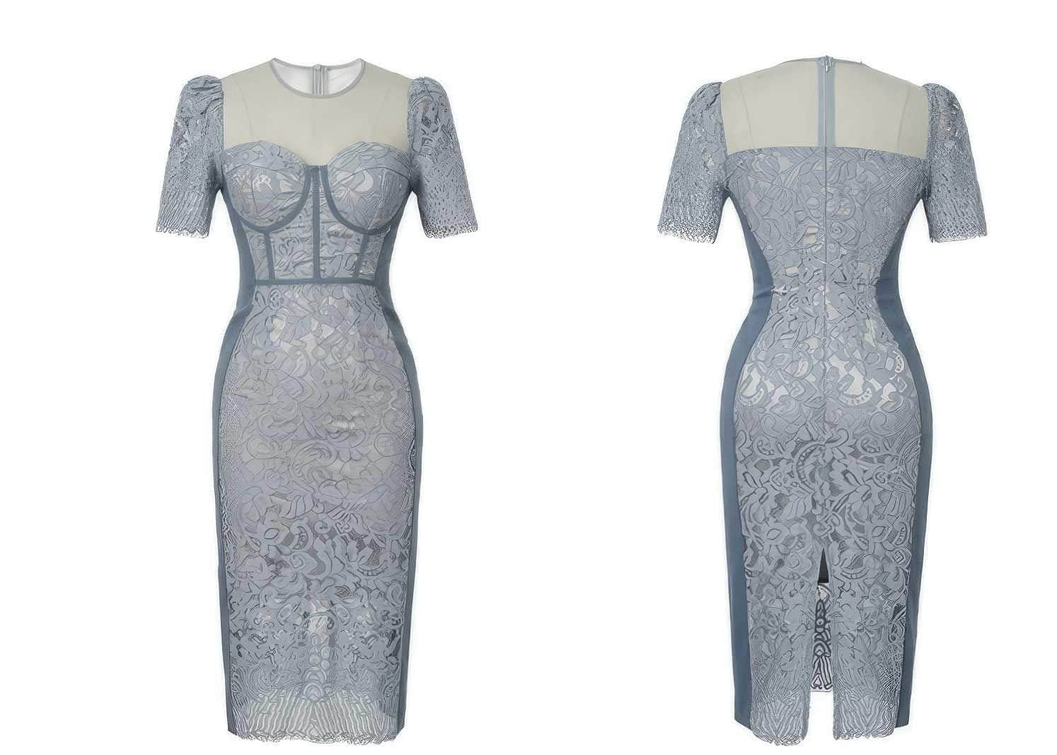 Short Sleeve Corset Laced Midi Dress