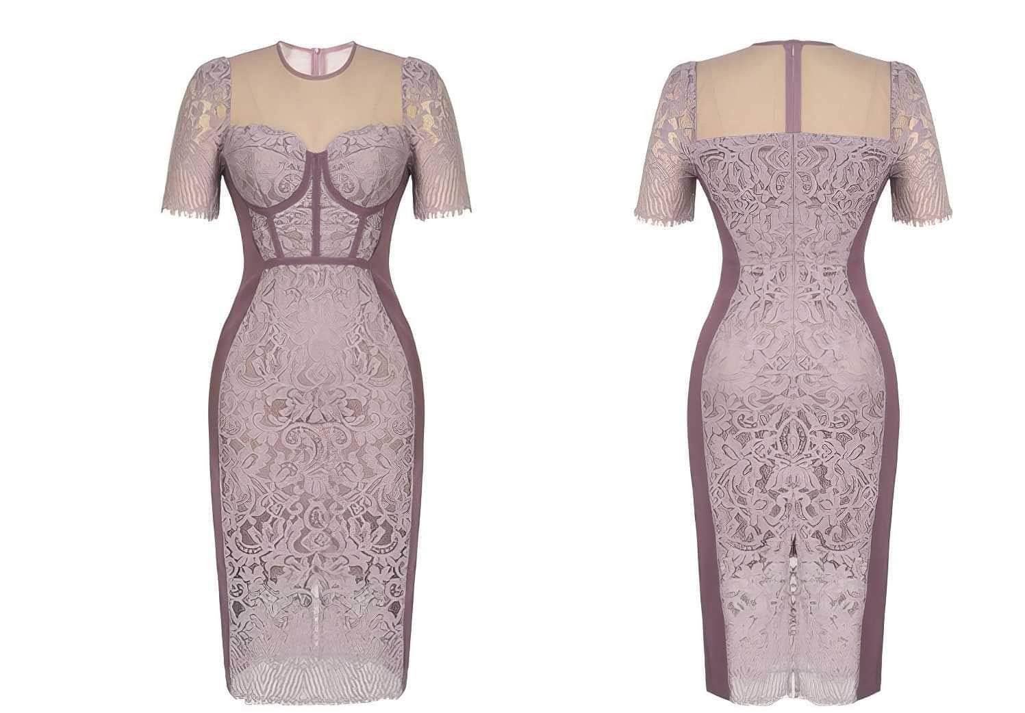 Short Sleeve Corset Laced Midi Dress