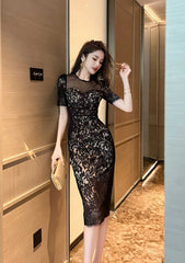 Short Sleeve Corset Laced Midi Dress