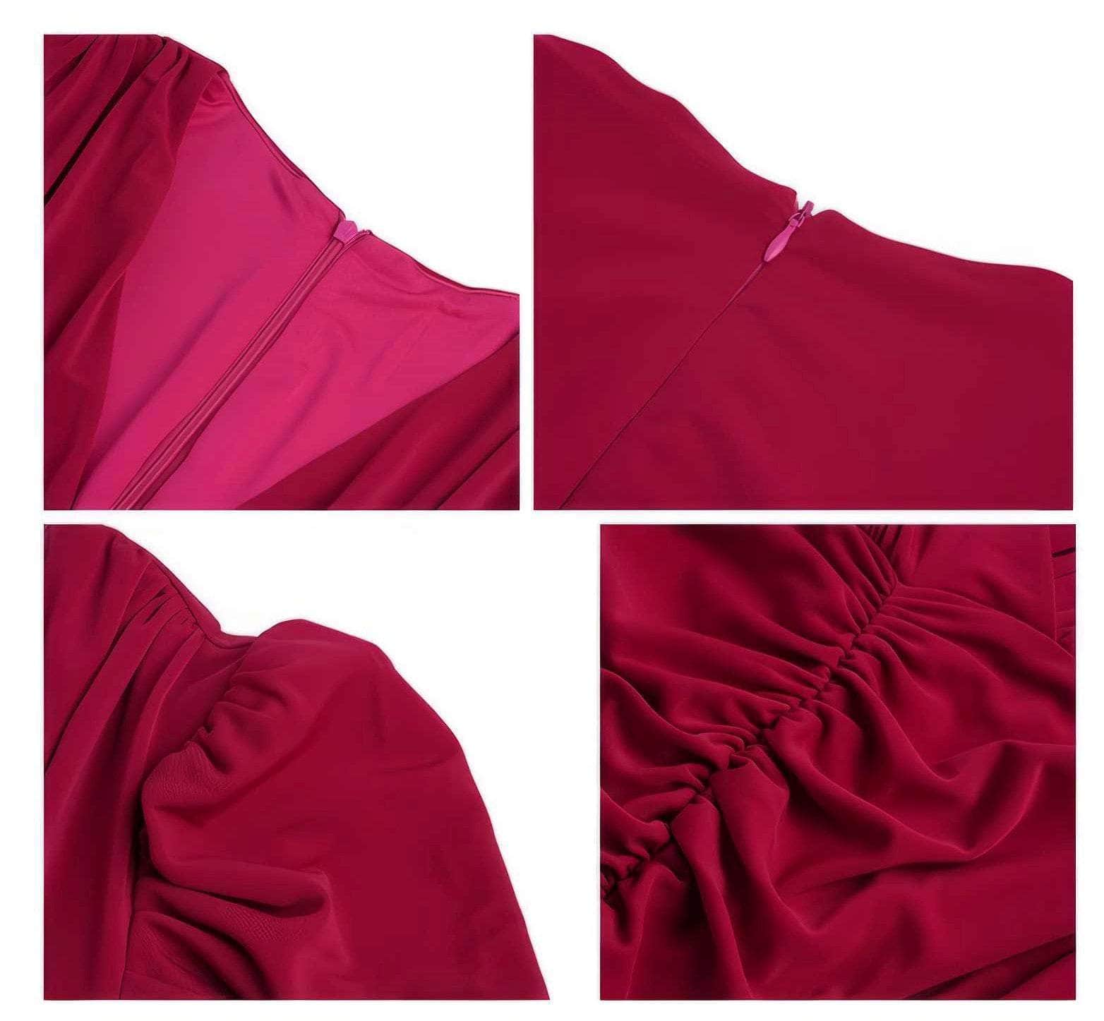 Short Sleeve Front Slit Ruched Belted Dress