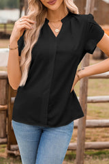 Short Sleeve Notched Blouse