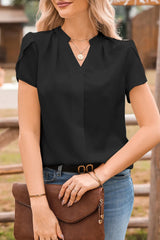 Short Sleeve Notched Blouse
