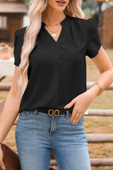 Short Sleeve Notched Blouse