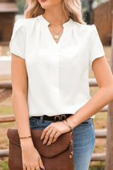 Short Sleeve Notched Blouse