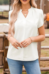 Short Sleeve Notched Blouse