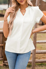 Short Sleeve Notched Blouse