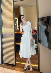 Short Sleeve Rhinestone-Detailed A-Line Midi Dress