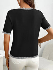 Short Sleeve Round Neck Knit Top