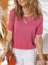 Short Sleeve Round Neck Knit Top Deep Rose / S