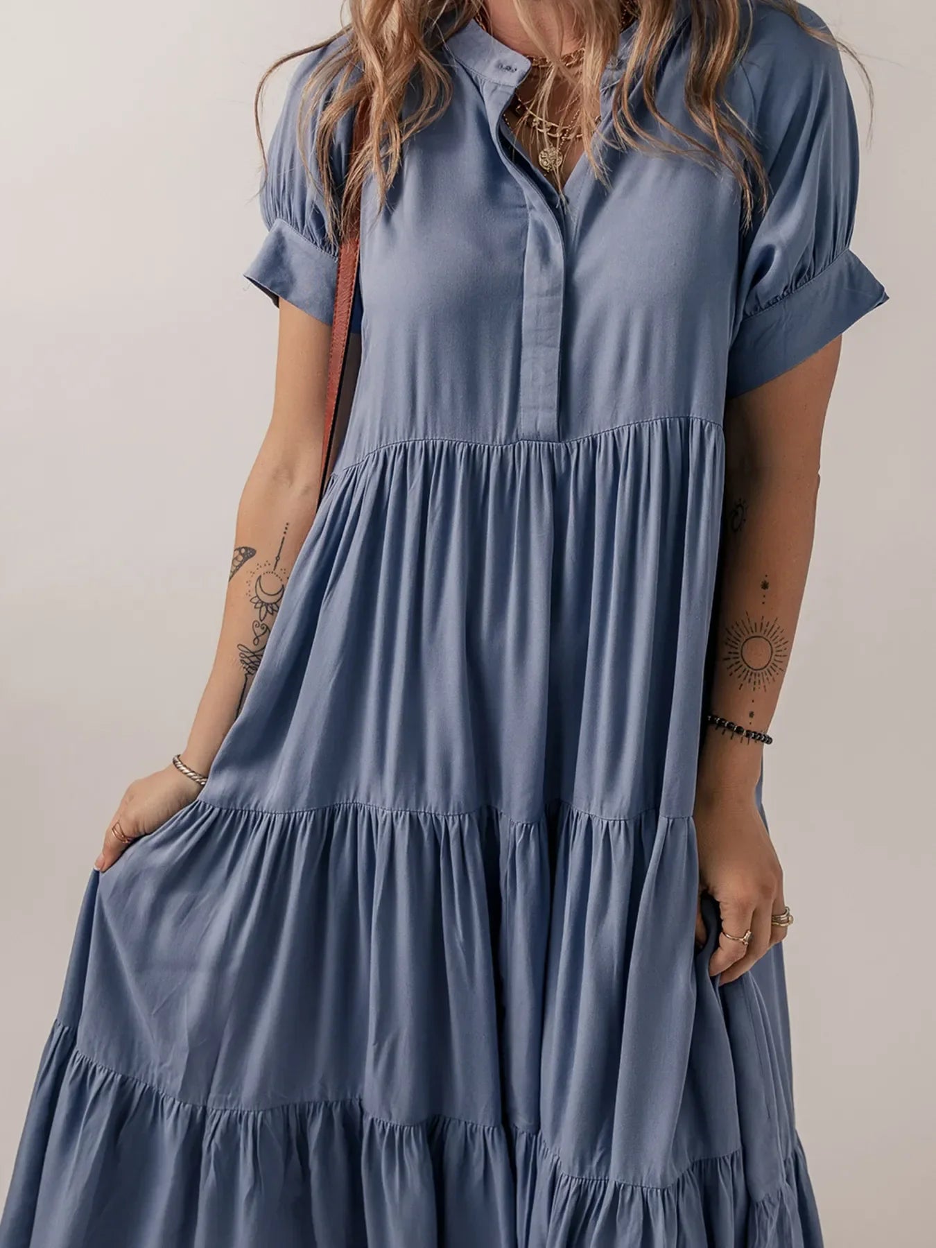 Short Sleeve Tiered Maxi Dress