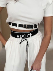 Short Sleeve Top and Wide Leg Pants Set