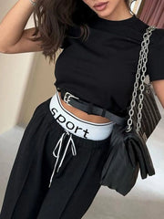 Short Sleeve Top and Wide Leg Pants Set