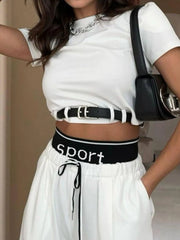 Short Sleeve Top and Wide Leg Pants Set