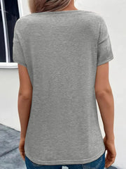 Short Sleeve V-Neck Ruched T-Shirt