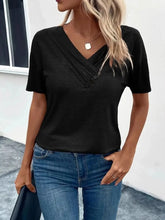Short Sleeve V-Neck Ruched T-Shirt Black / S