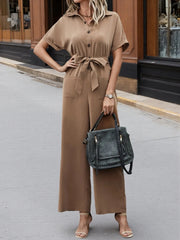 Short Sleeve Wide Leg Jumpsuit