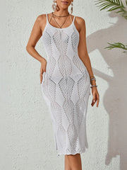 Side Slit Crochet Knit Cover-Up Dress