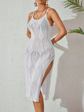Side Slit Crochet Knit Cover-Up Dress White / S