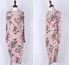 Side Slit Floral Printed Wrap Dress