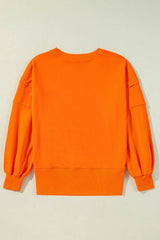 Side Slit Round Neck Long Sleeve Sweatshirt