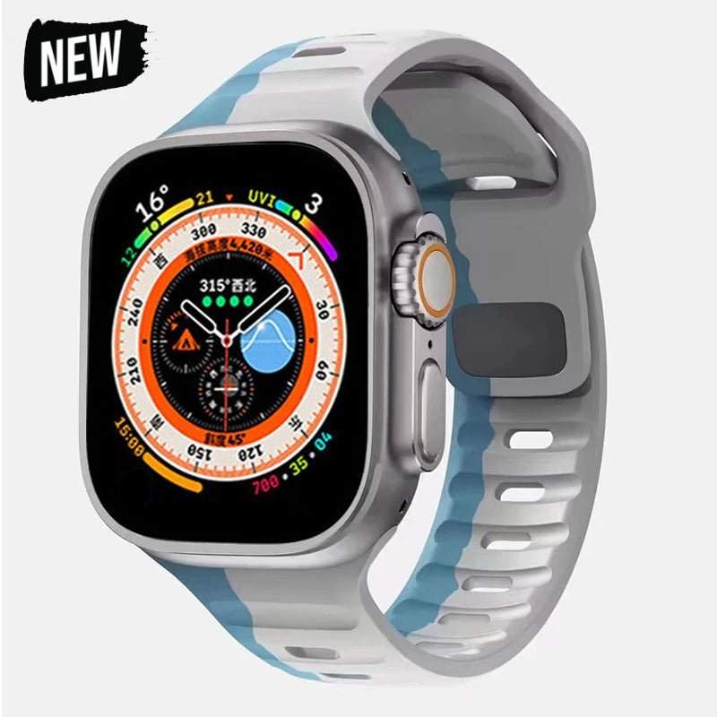 Silicone strap for Apple Watch: compatible with various iWatch sizes Gray Blue / 38 40 41mm