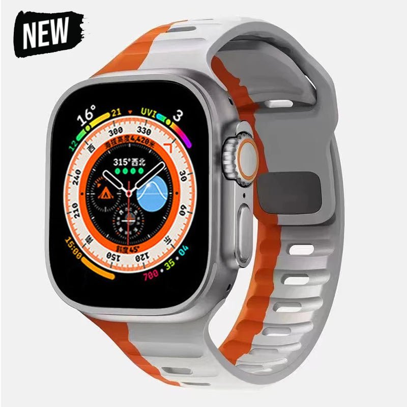 Silicone strap for Apple Watch: compatible with various iWatch sizes Gray Orange / 38 40 41mm