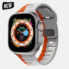 Silicone strap for Apple Watch: compatible with various iWatch sizes Gray Orange / 38 40 41mm