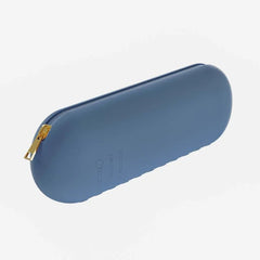 Silicone travel makeup brush holder for portable cosmetic organization Blue