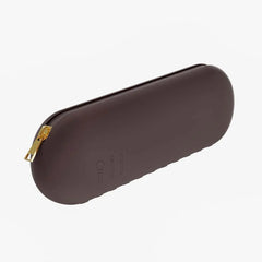 Silicone travel makeup brush holder for portable cosmetic organization Coffee