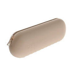 Silicone travel makeup brush holder for portable cosmetic organization Khaki
