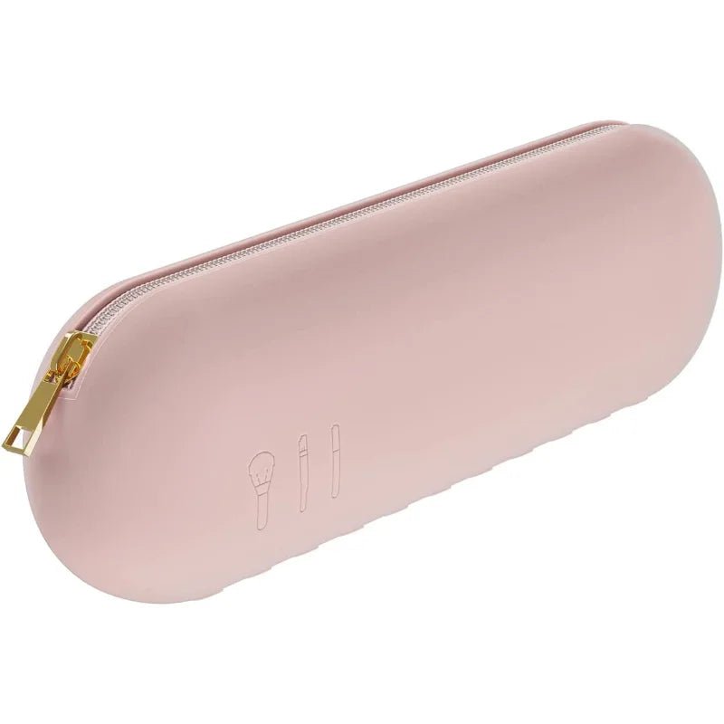 Silicone travel makeup brush holder for portable cosmetic organization Pink