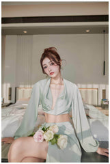 Silky Draped Long Sleeve Two Piece Set