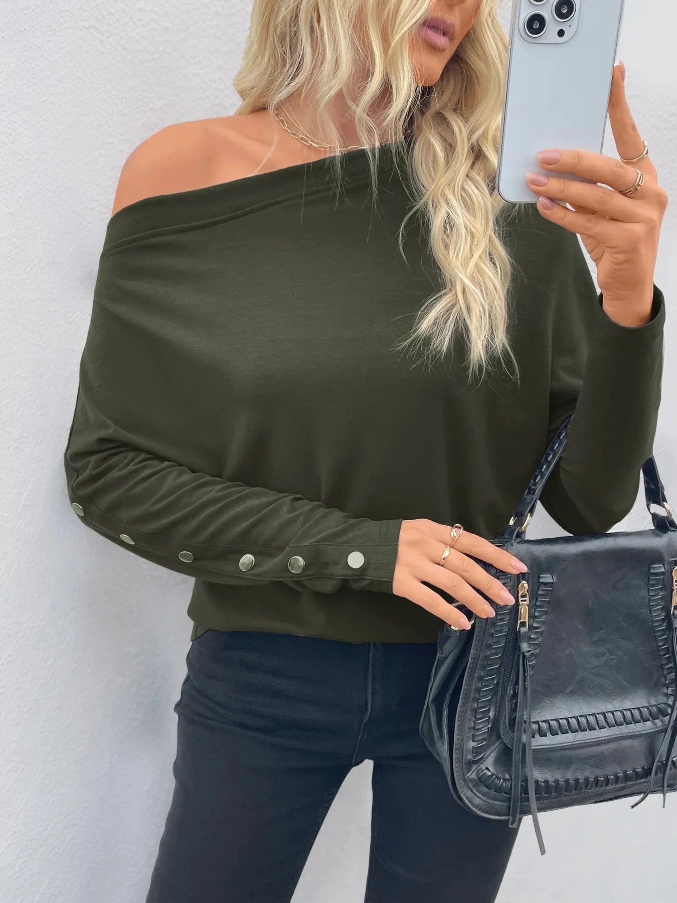 Single Shoulder Long Sleeve T-Shirt
