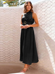 Single Shoulder Midi Dress Black / S