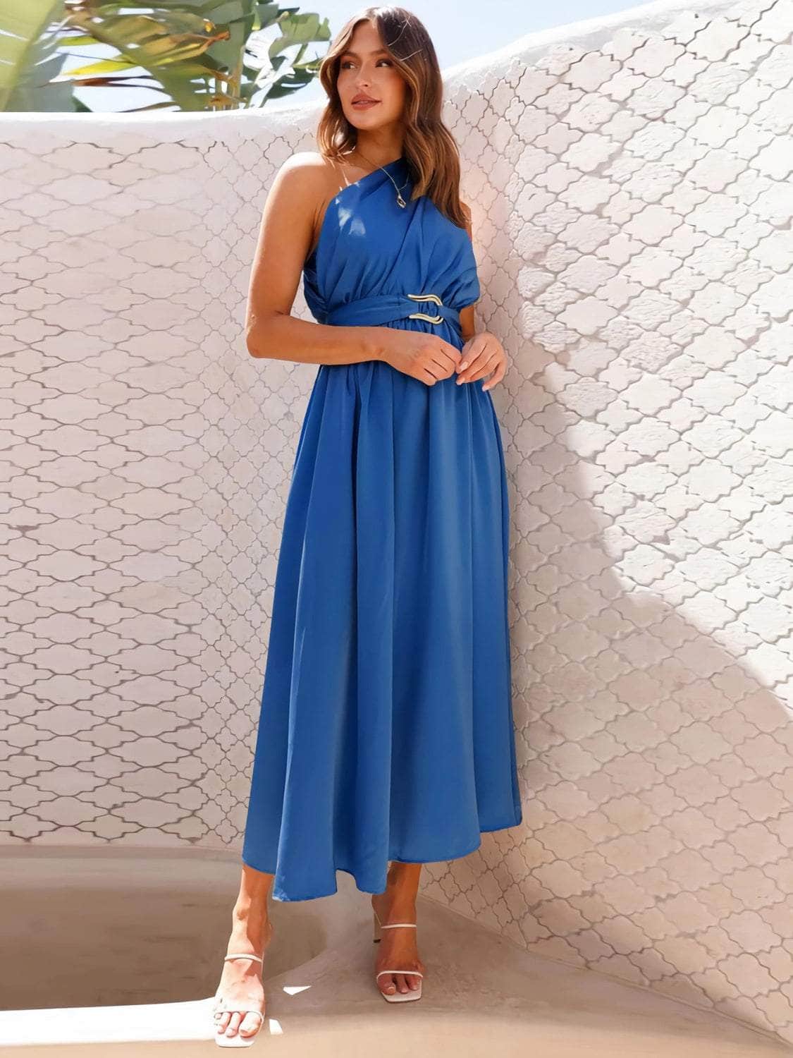 Single Shoulder Midi Dress Royal Blue / S