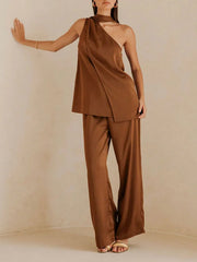 Single Shoulder Top and Pants Set