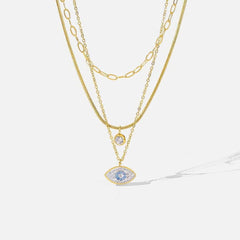 Sky Blue Eyes Zircon Crystal Pendant Necklace N099