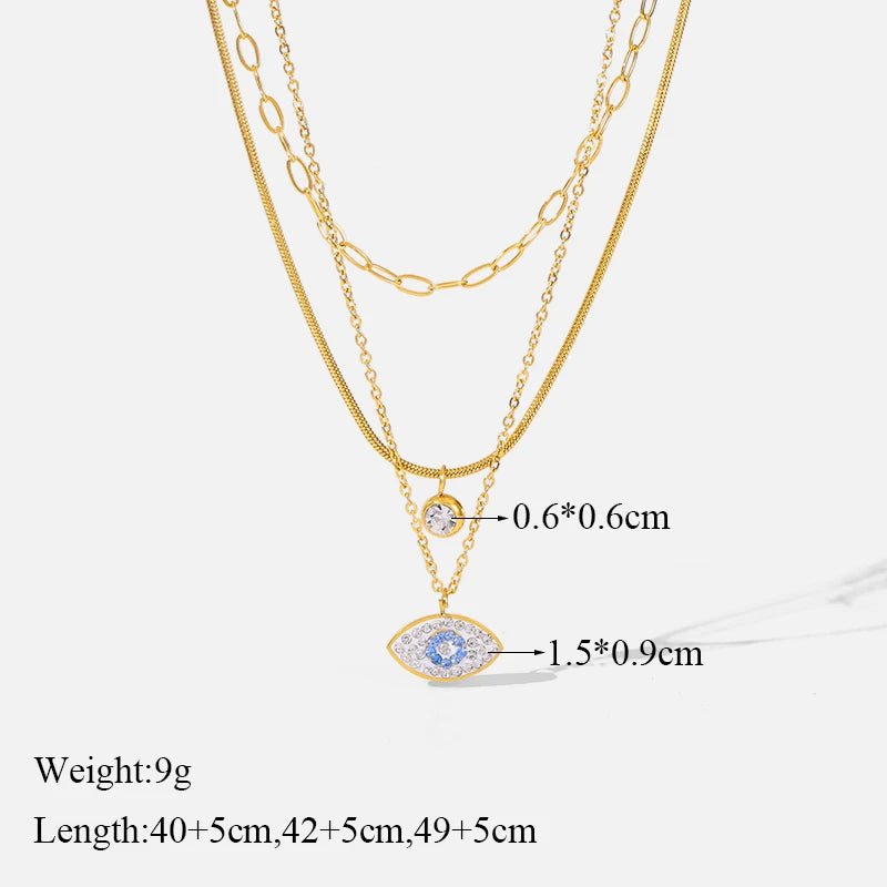 Sky Blue Eyes Zircon Crystal Pendant Necklace N099