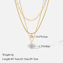 Sky Blue Eyes Zircon Crystal Pendant Necklace N099