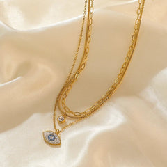 Sky Blue Eyes Zircon Crystal Pendant Necklace N099