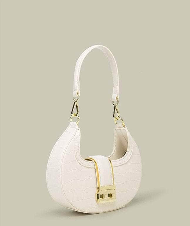 Sleek Crocodile Pattern Crossbody Crescent Bag