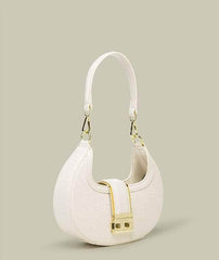 Sleek Crocodile Pattern Crossbody Crescent Bag