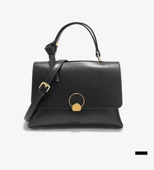 Sleek Flap Square Leather Purse Black