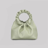 Sleek Leather Crossbody Bag with a Unique Handle Design Green