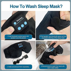 Sleep Headphones Bluetooth 3D Eye Mask - Music Play Sleeping Headphones with Built-in HD Speaker black