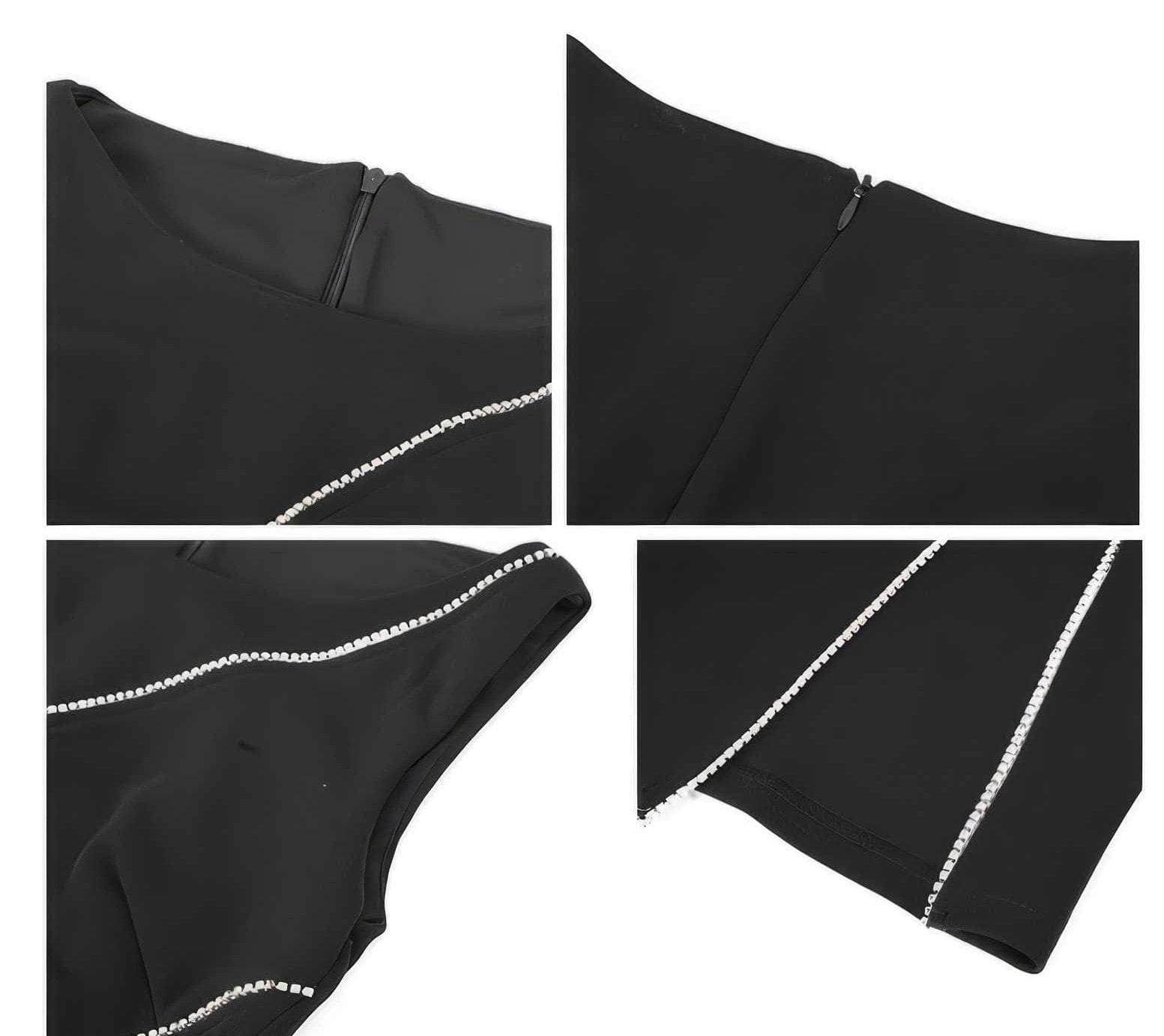 Sleeveless Contrast Stitch Midi Dress
