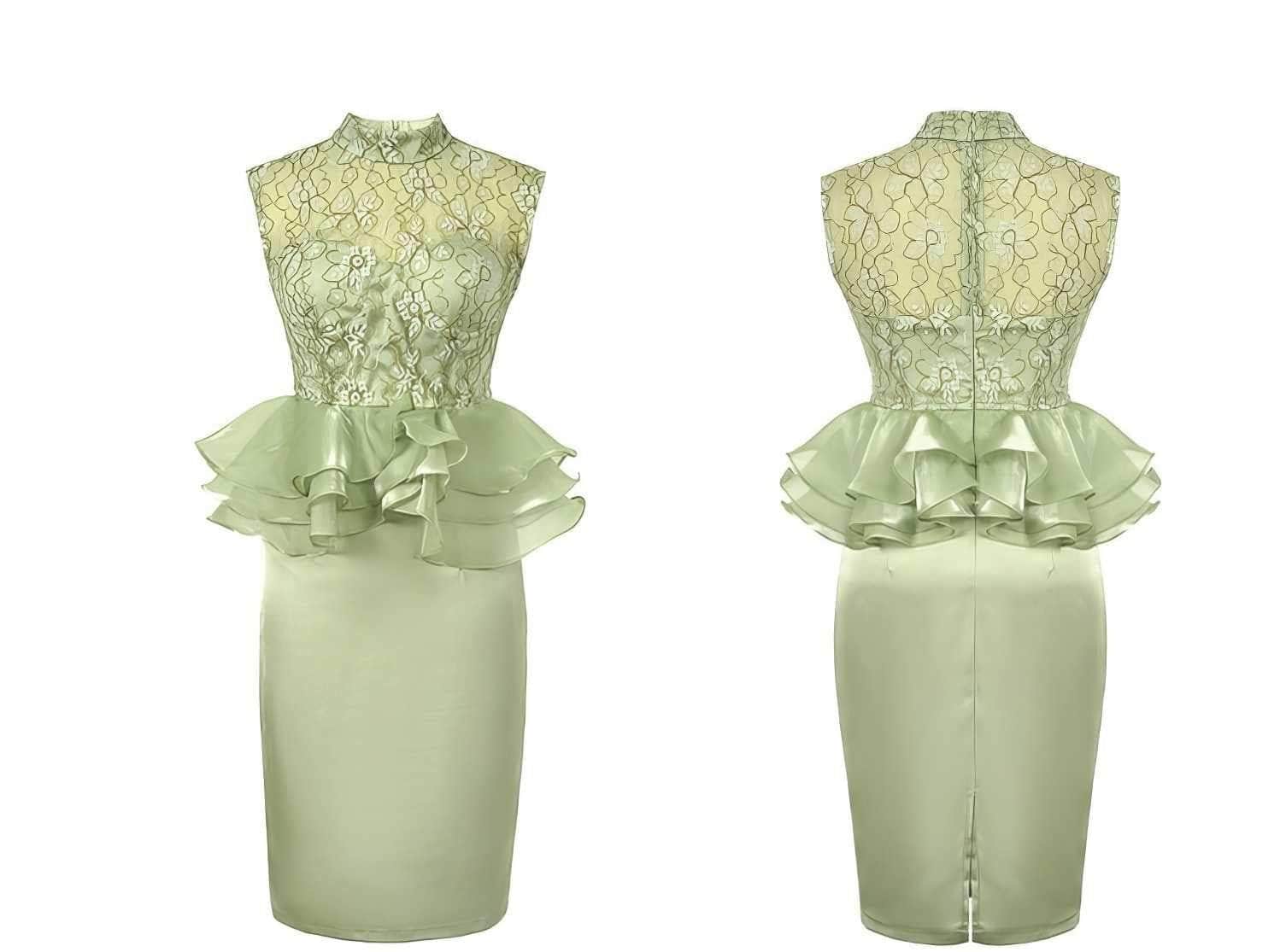 Sleeveless Halter Neck Ruffled Peplum Dress