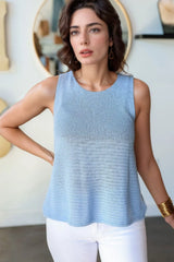 Sleeveless Knit Tank Top with Textured Pattern
