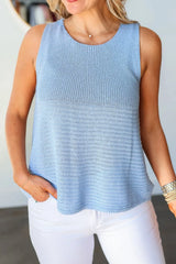 Sleeveless Knit Tank Top with Textured Pattern