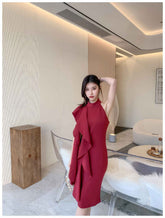 Sleeveless One-Shoulder Ruffle Sheath Dress